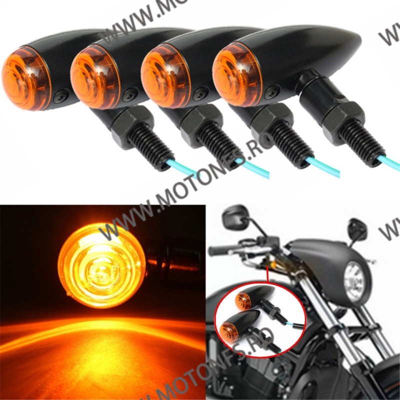 Set 2 Buc Semnale LED  Semnalizatoare Bullet Moto Cafe Racer Bobber Chopper Retro XRL-106 XRL-106  Semnal Universale Cafe Rac...