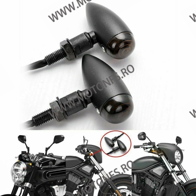 Set 2 Buc Semnale Semnalizatoare Bullet Moto Cafe Racer Bobber Chopper Retro A08Y2 A08Y2  Semnal Universale Cafe Racer Choppe...