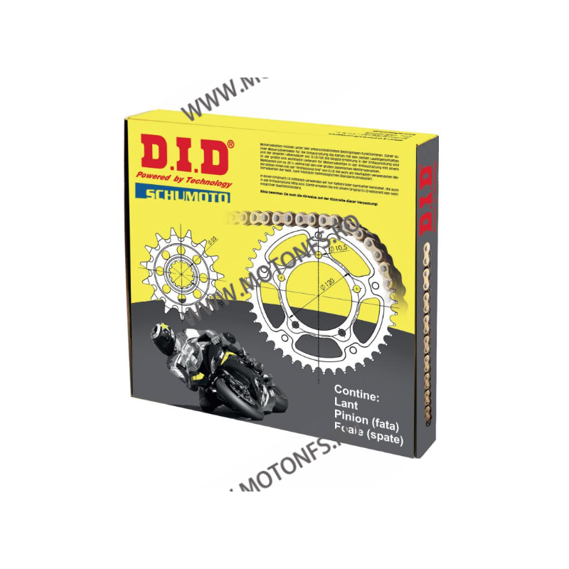 DID - kit lant Honda CB650F/CBR650F 2014-, pinioane 15/42, lant 525VX-118 X-Ring 121-441 / N DID RACING CHAIN Kit Honda 616,0...