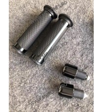 Set 2 Buc Mansoane + Acceleratie Moto Universale Cu Capete Ghidon Negru 1NKX8 1NKX8  Mansoane Moto Universale Cu Capete Ghido...