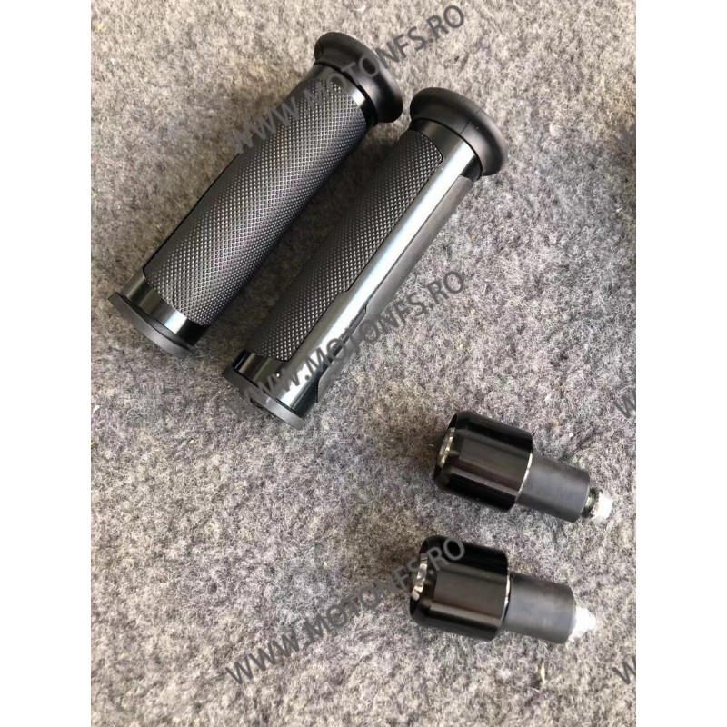 Set 2 Buc Mansoane + Acceleratie Moto Universale Cu Capete Ghidon Negru 1NKX8 1NKX8  Mansoane Moto Universale Cu Capete Ghido...