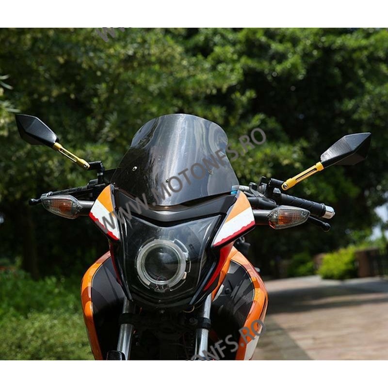 Set Buc Oglinzi Universal Cnc Negru Auriu Pentru Motocicleta Naked Streetfighter Sport U Cof