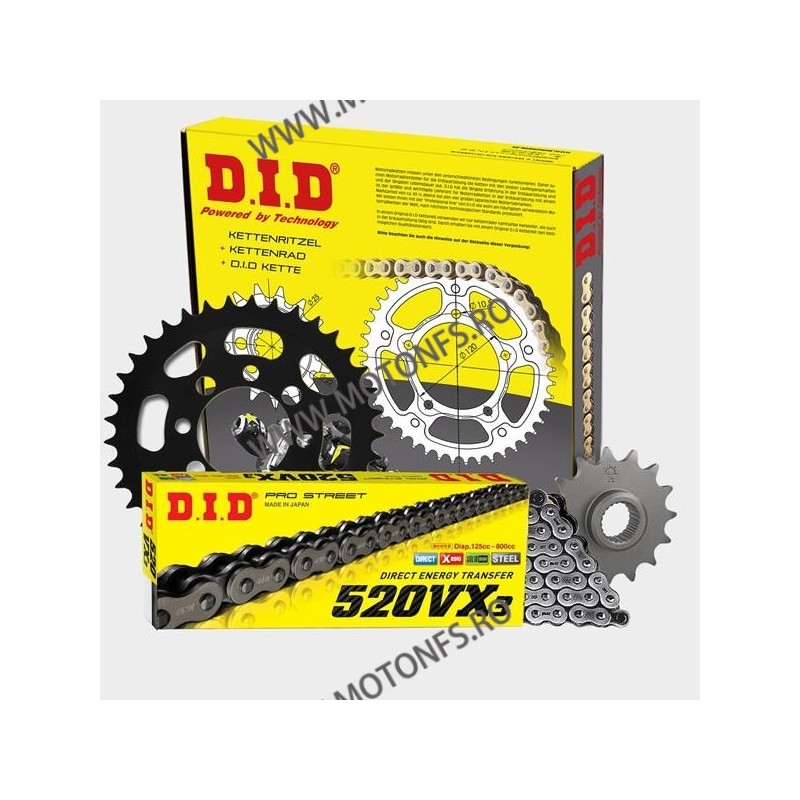 NC750S DCT 2014- Honda DID - kit lant pinioane 17/39, lant 520VX3-112 X-Ring (cu nit) 121-989 / DID-107-030 DID RACING CHAIN ...