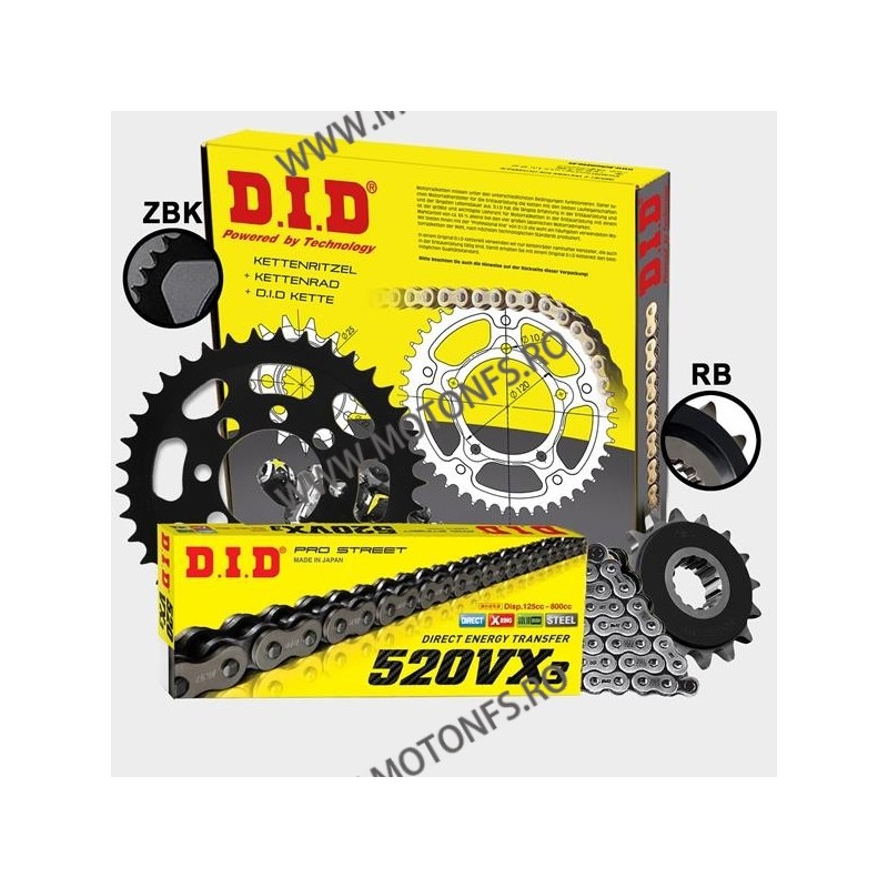 NC750S DCT 2014-2020 Honda DID - kit lant Contine: pinioane 17/39, lant 520VX3-112 X-Ring [cu nit] (cu nit) 121-989-41 DID RA...