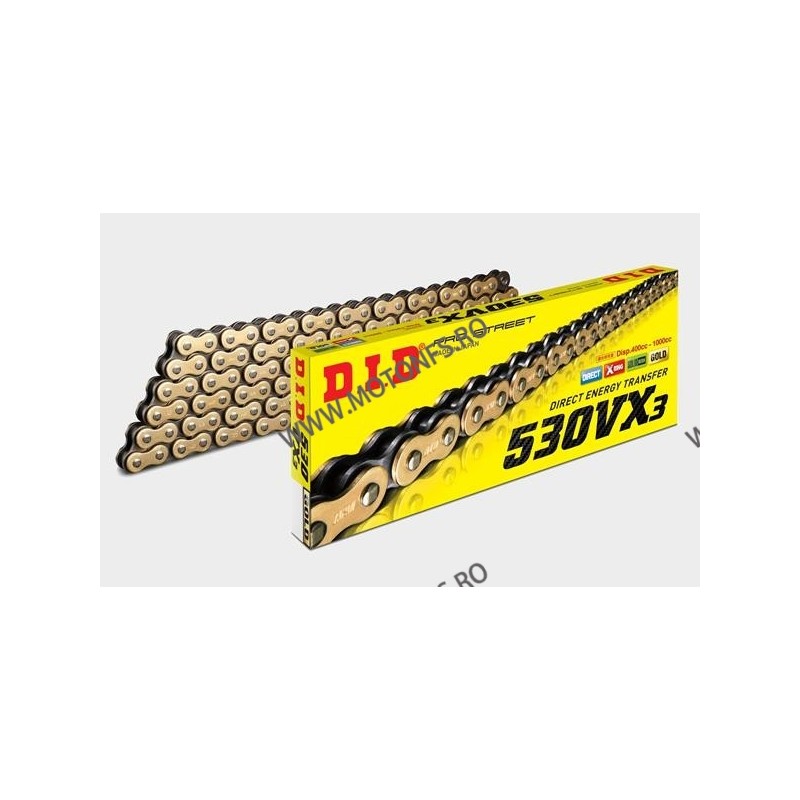 DID - Lant 530VX3 cu 106 zale - [Gold] X-Ring 1-665-106 DID RACING CHAIN Acasa 437,00 lei 393,30 lei 367,23 lei 330,50 lei -10%