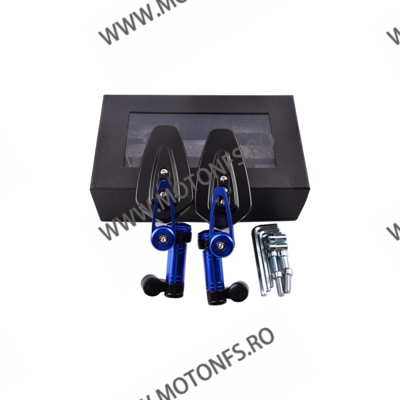 Set 2 Buc Oglinzi Geam Albastru Adjustable CNC Universale Moto Honda Kawasaki Yamaha Suzuki BMW Ducati Aprilia Triumph KTM M-...