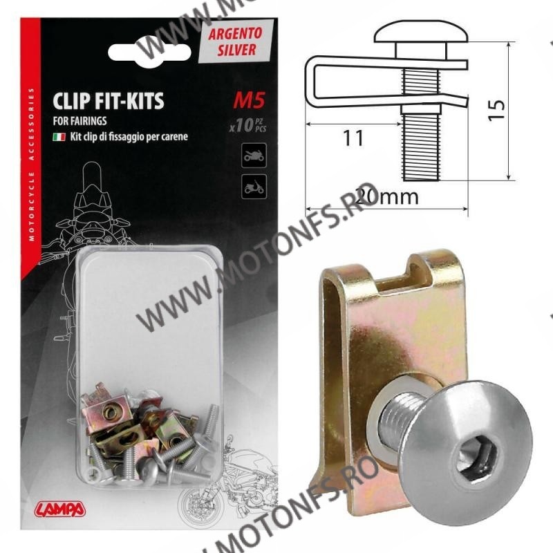 (5 MA) - 10 pcs - Silver LAMPA - Clip Fit-Kits for fairings [nou] LA-91655 SIFAM Suruburi Carena Universale 62,00 lei 55,80 l...