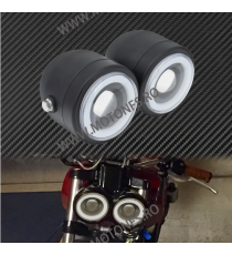 Far LED dublu Geam Transparent Cu Faza Lung Faza Scurt . Lumin Pozitie Culori Alb  Moto  cafe racer chopper,bobber Harley LY0...