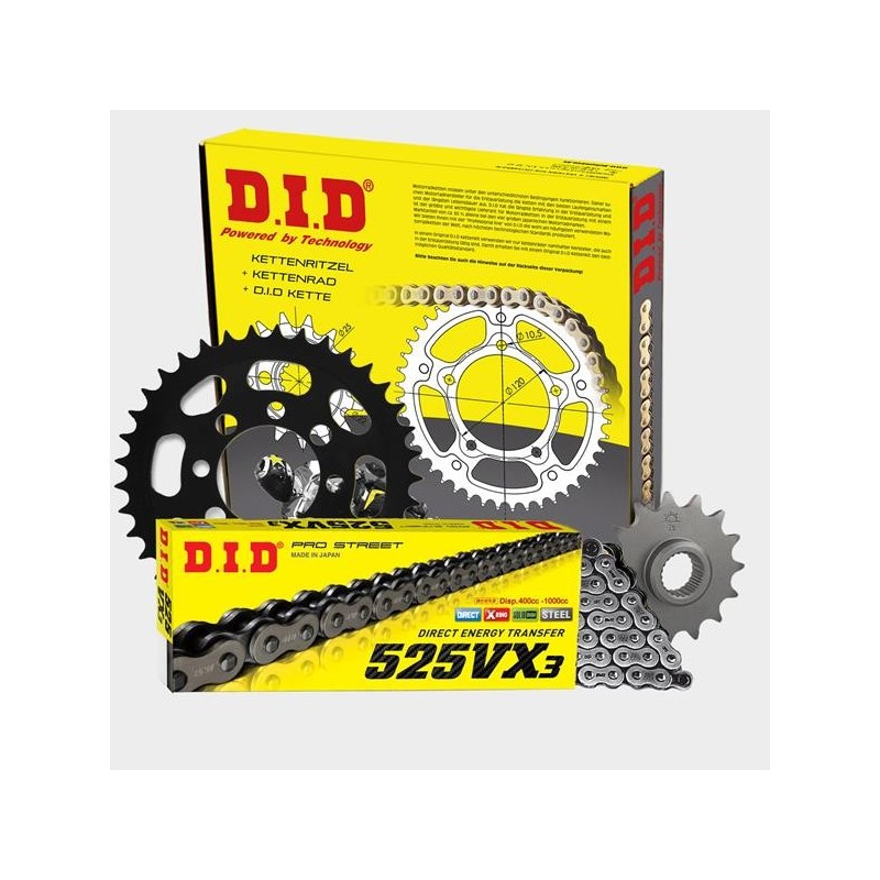 DID - kit lant Yamaha XTZ700 Tenere 2019- Contine pinioane 15/46 si lant 525VX3-122 X-Ring 122-402 DID RACING CHAIN Kit Yamah...