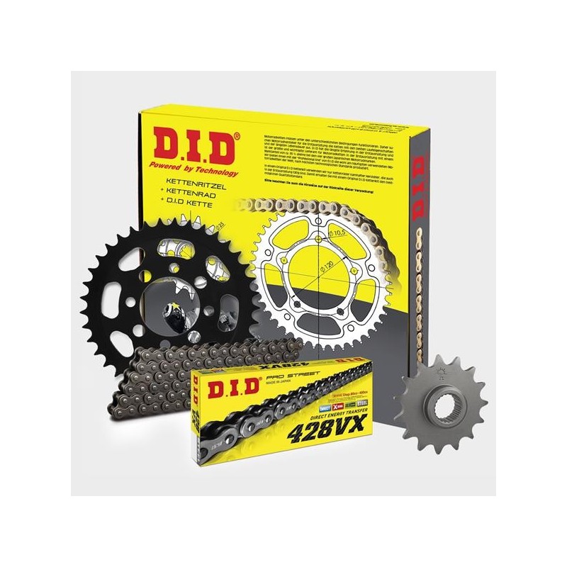 DID - kit lant Suzuki DR125, pinioane 16/53, lant 428VX-134 X-Ring 123-74 DID RACING CHAIN Kit Suzuki 519,00 lei 467,10 lei 4...