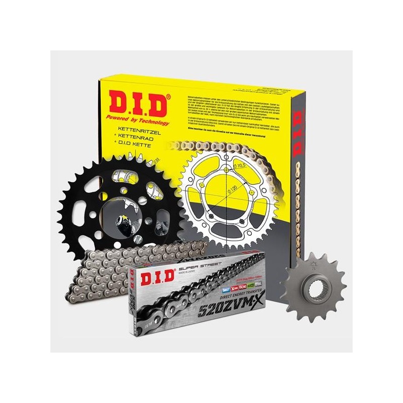 DID - kit lant Ducati 848 2008-, pinioane 15/39, lant 525ZVM-X-098 X-Ring 125-153 DID RACING CHAIN Kit Ducati 762,00 lei 685,...