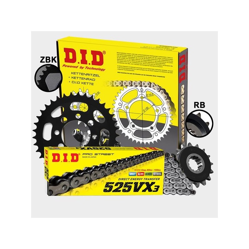 DID - kit lant Ducati Monster 1000ie 2002-/SportClas Contine pinioane 15/39 si lant 525VX3-100 X-Ring 125-171-41 DID RACING C...