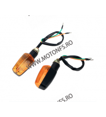 SEMNALIZARE BEC SET 2 BUCATI LAMPA - CORNER LIGHTS W/BULB, BLACK COLOUR AMBER LENS UOJED Lampa Semnalizare Moto Bec Universal...