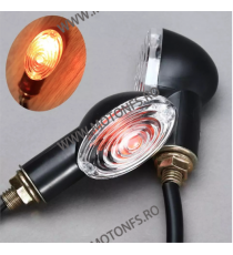 SEMNALIZARE BEC SET 2 BUCATI LAMPA - CORNER LIGHTS W/BULB, BLACK COLOUR AMBER LENS 5TTDI Lampa Semnalizare Moto Bec Universal...