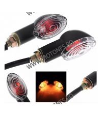 SEMNALIZARE BEC SET 2 BUCATI LAMPA - CORNER LIGHTS W/BULB, BLACK COLOUR AMBER LENS 5TTDI Lampa Semnalizare Moto Bec Universal...